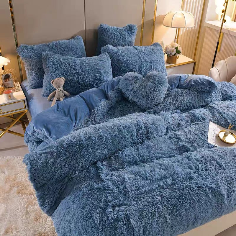 Nordic Pure Color Plush Bedding Set