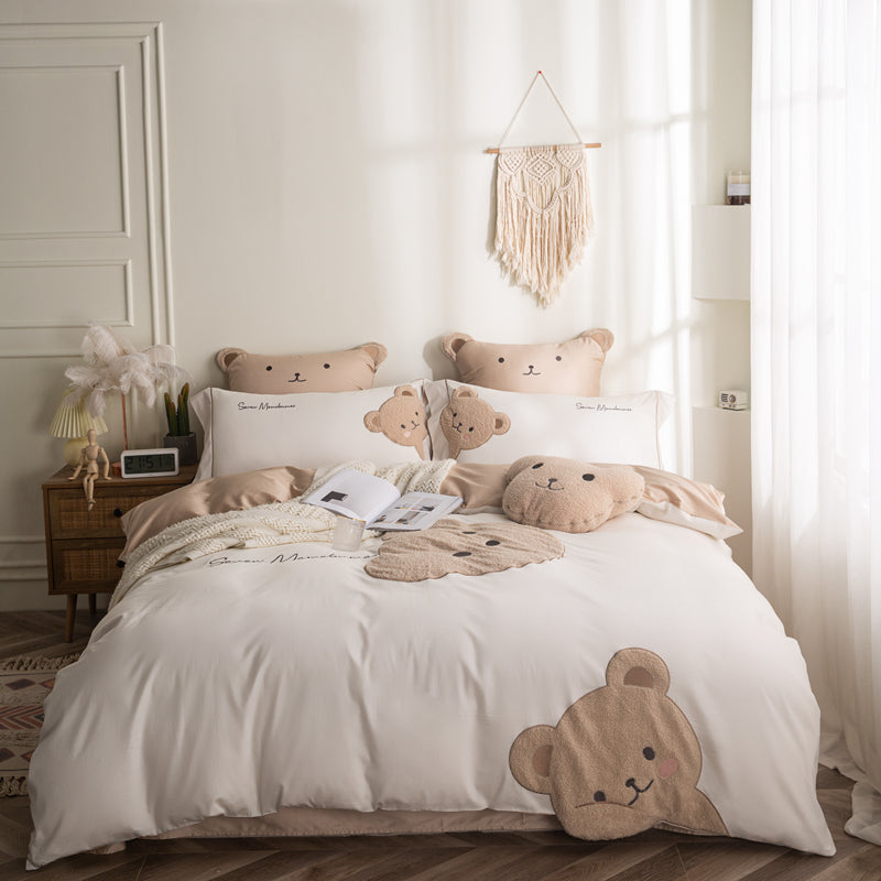 Lovely Bear Embroidery Pure Cotton Bedding Set – Lullabuy Bed Time